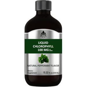Nutrivya Liquid Chlorophyll, Natural Peppermint Flavor, 100 mg per Serving, 15.22 fl oz (450 mL)  Dietary Supplement