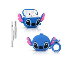 Compatible with Airpods 4 Generation Case Cute 3D Cartoon Funny Cover with Cleaner Kit (Big Ear Stitch Blue)