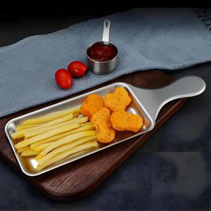 أطباق من الفولاذ المقاوم للصدأ - صينية تقديم أنيقة للسوشي والساشيمي والأسماك المشوية والستيك بتصميم حديث وأنيق لتقديم الطعام بسهولة