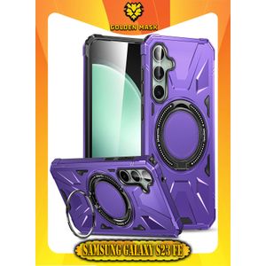 GOLDEN MASK جراب هاتف مغناطيسية مقاومة للصدمات من ماج سيف مع حامل حلقي - (بنفسجى) (Samsung Galaxy S23 FE) جولدن ماسك لهاتف سامسونج جالاكسي اس 23 اف اي 5جى