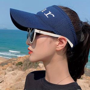 Summer Sports Open-Back Visor Cap with Embroidered Letter Detail