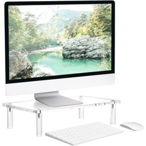 BEST MEDIA Acrylic Monitor Stand - 10mm Thickness Clear Platform - 14.5''(L) x 9''(W) x 3.4''(H) Ergonomic Desktop Riser - for Laptop, Pc, Notebook, Printer, Computer, Flat Screen LCD TV