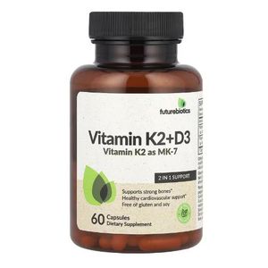 Futurebiotics Vitamin K2 + D3 60 Capsules 60 Servings - Advanced Bone, Immune & Cardiovascular Support Matrix - Non-GMO & Gluten-Free