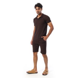 Caesar Men's 2-piece set: collared T-shirt and shorts.