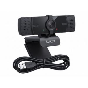 Aukey كاميرا ويب بدقة 1080P باللون الأسود مع ميكروفون رقمي مدمج، مناسبة للاجتماعات والبث المباشر والتعليم عن بعد