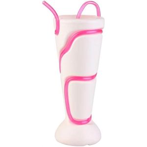 Milkshake-Shaped Drinking Cup with Flexible Straw, BPA-Free Plastic, 500ml, 7.5x7.5x20cm, Random color