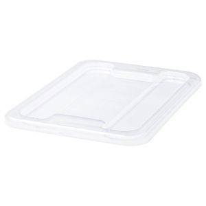 Lid for box 5 l A clear plastic lid, SAMLA brand, designed for 5-liter boxes, with a secure click lock to keep contents clean and dust-free.