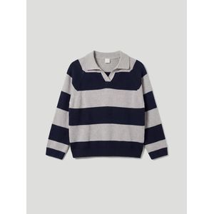 LC Waikiki Polo Collar Striped Girl's Knit Sweater