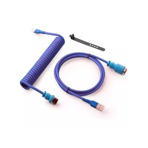 Custom Coiled USB C Cable 1.8M for Gaming Keyboard, Double-Sleeved Mechanical Keyboard Cable with Detachable Metal Aviator, USB-C to USB-A