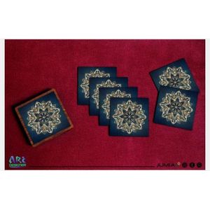 Wood Cup Coaster Set - 6 Pcs + Free Box