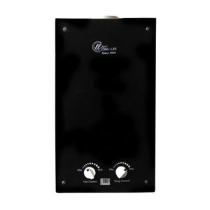 Long Life سخان مياه غاز كيميت ديكور الاقتصادي بالادابتور - 10 لتر - أسود