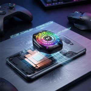 MEMO مبرد موبايل CX10 أضواء ملونة ار جي بي ومشبك مغناطيسي، مبرد تبريد قوي 2 في 1 تبريد كالثلج من ميمو ميمو الاصلي 