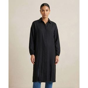 Freska Trim Long Chemise  - Black