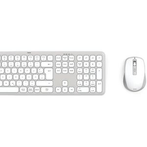 Hama Wireless Keyboard Mouse Set WKM-550 (Multi-Device 2.4GHz via USB Receiver + 2x Bluetooth for PC, Laptop, Tablet, 10 m Range, German QWERTZ Layout, Quiet, Battery Operated) White