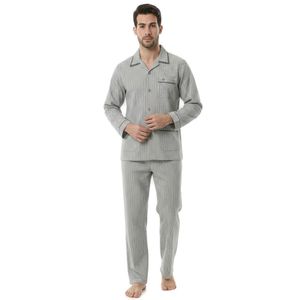 Shorto بيجاما رجالي مقلم كم طويل - 2393- مخطط باللون الرمادي