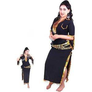 جلابيه وبدله رقص شرقي بحزام رقص انيق جدا لون اسود مقاس واحد