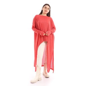 Fashion (Watermelon Red)Sexy V-neck Women Blouses Drawstring Long