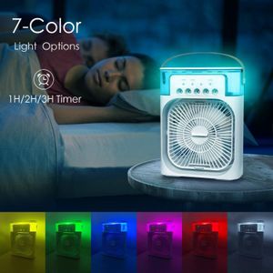 Portable Water Misting Fan, 600ml Tank, 5-Spray Modes, 7-Colour LED, USB Powered Desktop Air Cooler for Home, Office