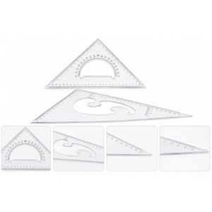 2-Piece Transparent Geometric Triangle Set for Drawing and Measuring