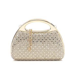 Mr Joe Crystal Embellished Top Handle Clutch - Gold