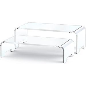 BEST MEDIA 2 Pack Monitor Stand Riser, Acrylic Computer Stand Riser for Computer, Laptop, Printer, Notebook, iMac, Crystal Clear Laptop Stand and Monitor Riser(Large & Small Acrylic)