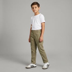 AlNasser Junior Girls Mom Gabardine Pants - Khaki