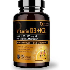 NATURE TARGET Vitamin D3 K2 5000 IU & 120 mcg , 120 Count