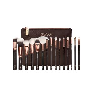Zoeva Fashion 15pcs Wool Makeup Brushes Sets Tools Dazzle Colour Brushes for Women Foundation Concealers Powder Blush Blending Face Eye Shadows Black Brush Sets