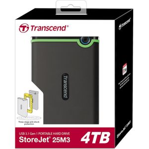Transcend 4TB StoreJet 25M3S USB 3.1 Portable Hard Drive Rugged, Anti-Shock