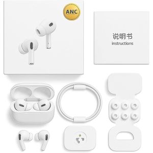 إيربودز برو (الجيل الثاني) سماعات أذن لاسلكية مع شحن USB-C، تصل إلى ضعف تقليل الضوضاء النشط سماعات بلوتوث، وضع الشفافية، صوت تكيفي، صوت مكاني مخصص