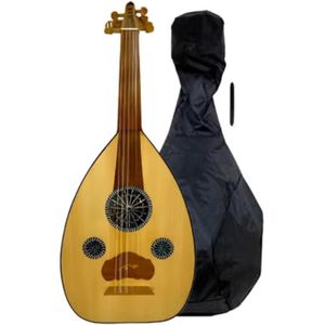 Handmade Classic Egyptian Arabic Oud 9 Strings – Entry Level Study Oud Lute for Students & Beginners Educational Musical Instrument + Soft Case & Pick