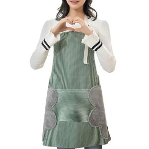 ® Adjustable Apron with Pockets - Towels on Both Sides Stitched Coral Velvet Durable Lines Waterproof Cooking Aprons Suitable for Home Kitchen, BBQ, Restaurant