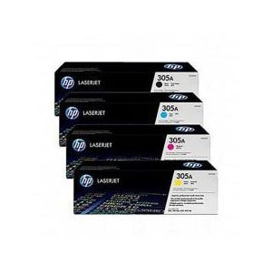 HP Original 305A laser toner cartridge, 4-color set.