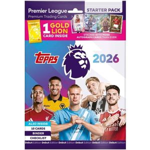 Topps Premier League 2025/26 Starter Pack Includes 10 New Trading Cards, Binder, Checklist + 1 Gold Lion Card