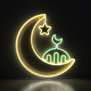 Neon Crescent Moon & Mosque LED Light