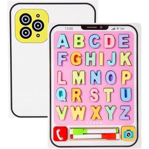 احجية حروف إنجليزية كبيرة على شكل هاتف، مع سبورة بيضاء و2 قلم ، ألوان متعددة