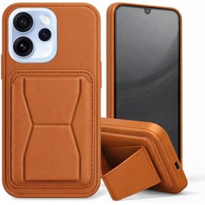 Leather Case Compatible for OPPO RENO 15 PRO MAX Shockproof Leather Back Card Storage & case built-in Stand PU leather for a stylish look, comfortable grip (Brown)