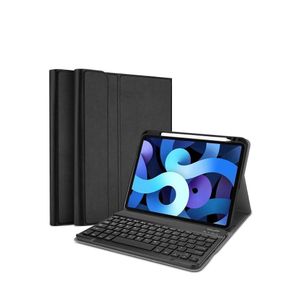 جراب لوحة مفاتيح لجهاز iPad Air 5 الجديد مقاس 10.9 بوصة (إصدار 2022)، غطاء ذكي خفيف الوزن ونحيف مع لوحة مفاتيح لاسلكية قابلة للفصل مغناطيسيًا (يدعم شحن قلم Apple Pencil 2) - أسود