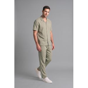 Defacto Regular Fit Resort Neck Linen Blended Short Sleeve Shirt