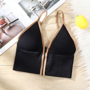 Fashion Women Non-wired Sexy Sports Bras Girls Deep V Zipper