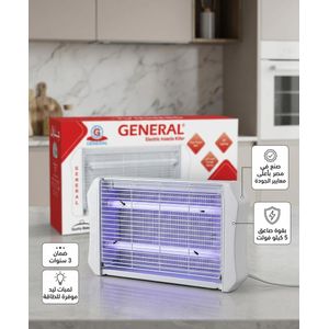 General صاعق كهربائي للحشرات الطائرة والناموس  60 سم- موديل GE-K301 - بقوة صاعق 5 كيلو فولت مع لمبات ليد موفرة للطاقة - أبيض