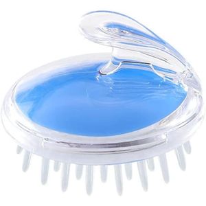 فرشاة شامبو بوضوح البلور، فرشاة تدليك للرأس، فرشاة تدليك للشعر، فرشاة استحمام، فرشاة شامبو من السيليكون (أزرق)
