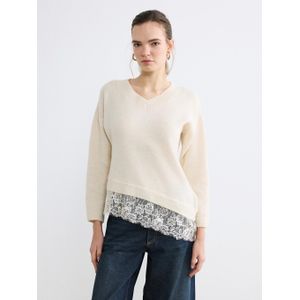 LC Waikiki V-Neck Knit Sweater With Lace Detail