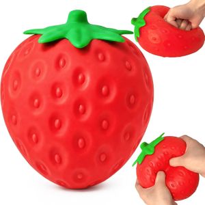 Giant Jumbo Strawberry Squishy Stress Relief Toy - Big Sensory Squeeze Ball Fidget Toy for Kids & Adults