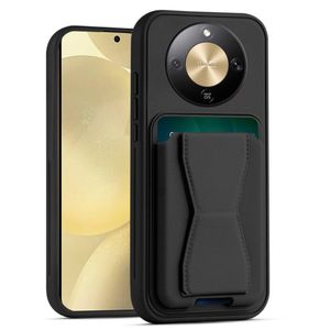 جراب خلفي من الجلد مع محفظة للبطاقات، جراب قابل للطي ومقاوم للصدمات متوافق مع هاتف Honor X9D (أسود)