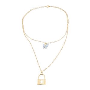 3Diamonds Cute Butterfly 2 Roles Stainless Steel Pendant Necklace with Adjustable Size Closure for Girls, Gold TON-A-1270