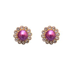 3Diamonds Metal earrings for women with circular lobes - purple