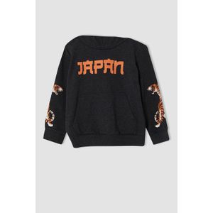 Defacto Knitted Sweat Shirt - D.Anthra Melange