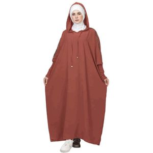 عباءة مسلمة بتصميم هودي واسع بأكمام طويلة بلون TOBII مناسب للصلاة والخروج اليومي