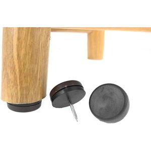 4 Pieces Plastic Furniture Leg Pads with Screws in Center Protect Wood Floors, Wooden Furniture, Chairs and Tables - Diameter 2.6cm - Brown